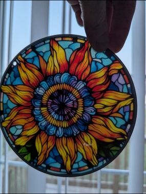 Sunflower Acrylic Stained-Glass Decorative Suncatcher - Multicolor